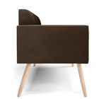 Sofá Namoradeira Pés Palito Natural Marisa Suede - Marrom