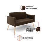 Sofá Namoradeira Pés Palito Natural Marisa Suede - Marrom