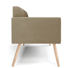 Sofá Namoradeira Pés Palito Natural Marisa Suede Marrom Rato