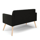 Sofá Namoradeira Pés Palito Natural Marisa Suede Preto