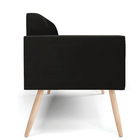 Sofá Namoradeira Pés Palito Natural Marisa Suede Preto