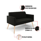 Sofá Namoradeira Pés Palito Natural Marisa Suede Preto
