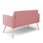 Sofá Namoradeira Pés Palito Natural Marisa Suede Rosê