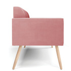 Sofá Namoradeira Pés Palito Natural Marisa Suede Rosê