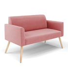 Sofá Namoradeira Pés Palito Natural Marisa Suede - Rose