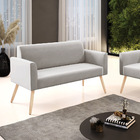 Sofá Namoradeira Pés Palito Natural Marisa Veludo   - Cinza