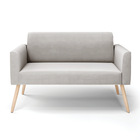 Sofá Namoradeira Pés Palito Natural Marisa Veludo   - Cinza