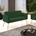 Sofá Namoradeira Pés Palito Natural Marisa Veludo   - Verde