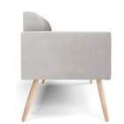 Sofá Namoradeira Pés Palito Natural Marisa Veludo Cinza