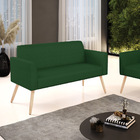 Sofá Namoradeira Pés Palito Natural Marisa Veludo Luxo D03 -