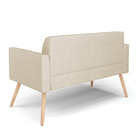 Sofá Namoradeira Pés Palito Natural Marisa Veludo Luxo Off Wh