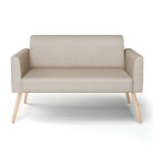 Sofá Namoradeira Pés Palito Natural Marisa Veludo Luxo Prata