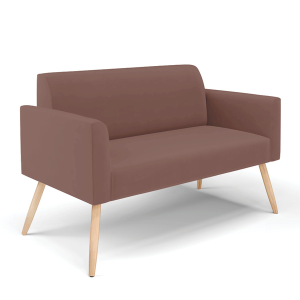 Sofá Namoradeira Pés Palito Natural Marisa Veludo Rosê