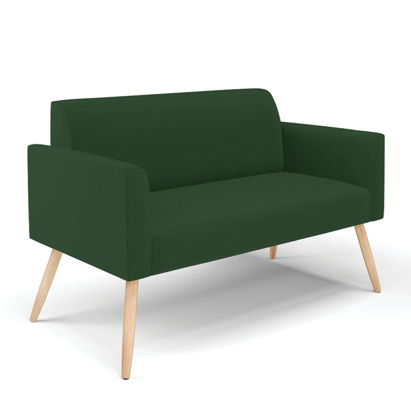 Sofá Namoradeira Pés Palito Natural Marisa Veludo Verde