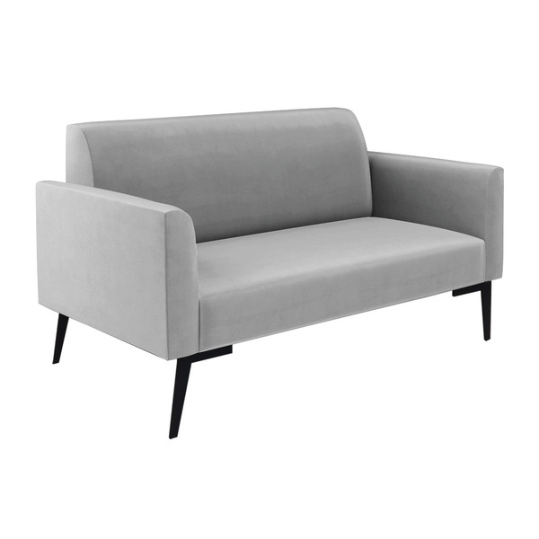 Sofá Namoradeira Pés Villach Marisa Suede Cinza