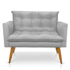 Sofá Namoradeira Tais Suede Cinza Pés Palito Castanho - D'ros