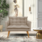 Sofá Namoradeira Tais Suede Marrom Rato Pés Palito Castanho -