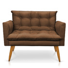 Sofá Namoradeira Tais Suede Pés Palito Castanho - D'rossi - M