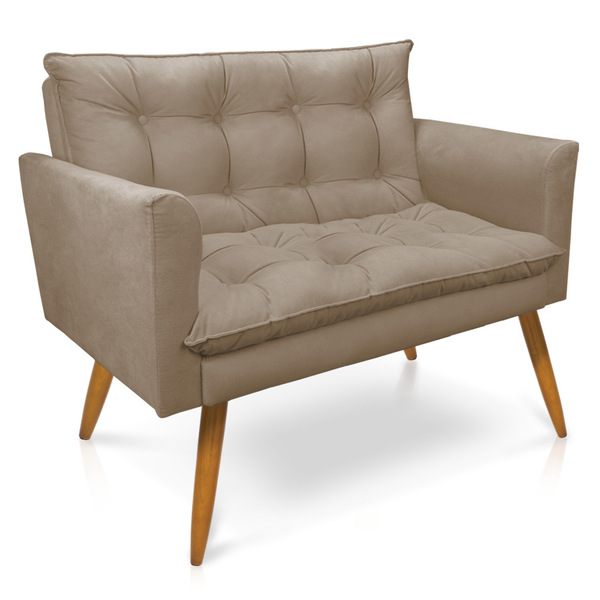 Sofá Namoradeira Tais Suede Pés Palito Castanho - D'rossi - M