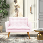 Sofá Namoradeira Tais Suede Pés Palito Castanho - D'rossi - R