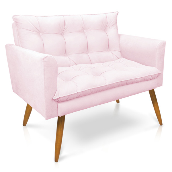 Sofá Namoradeira Tais Suede Pés Palito Castanho - D'rossi - R