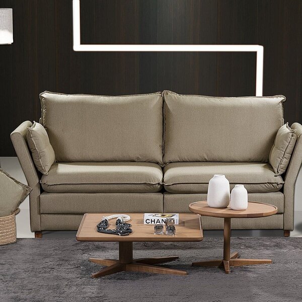 Sofá Natal Living Com 3 Lugares 200cm Linho Corriente Bege