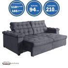 Sofá New Austrália 210cm Retratil Reclinavel Suede Cinza