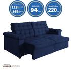 Sofá New Austrália 220cm Retratil Reclinavel Suede Azul