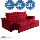 Sofá New Austrália 250cm Retratil Reclinavel Suede Vermelho