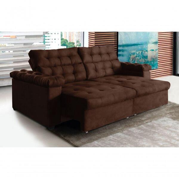 Sofá New Austrália 290cm Retratil Reclinavel Suede Marrom