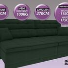Sofá New Biondi 2,70m Retrátil E Reclinável Velosuede Verde