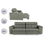 Sofá New Itália 2,52 Mts Retrátil E Reclinável Tecido Suede C
