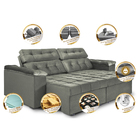 Sofá New Itália 2,52 Mts Retrátil E Reclinável Tecido Suede C