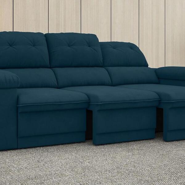 Sofá New Ripley 2,05m Assento Retrátil E Reclinável Velosuede