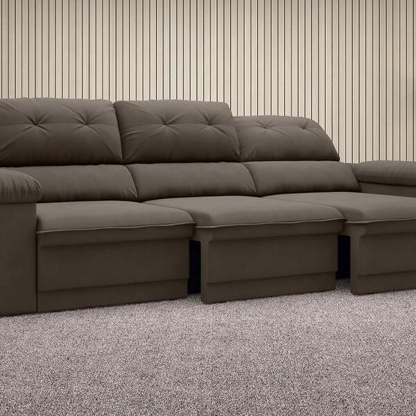 Sofá New Ripley 2,30m Assento Retrátil E Reclinável Velosuede