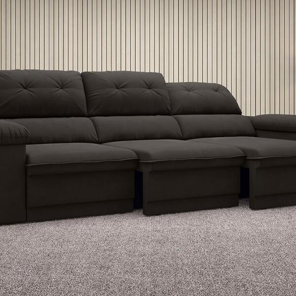 Sofá New Ripley 2,30m Assento Retrátil E Reclinável Velosuede