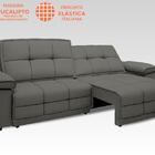 Sofá Nilo 2,50m Retrátil E Reclinável Velosuede Cinza - Netso