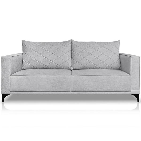 Sofa Nori 3 Lugares Pes De Ferro 220cm Linho Boucle Ezz
