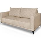 Sofa Nori 3 Lugares Pes De Ferro 220cm Linho Boucle Ezz