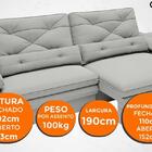 Sofá Oasis 1,90m Assento Retrátil E Reclinável Velosuede Graf