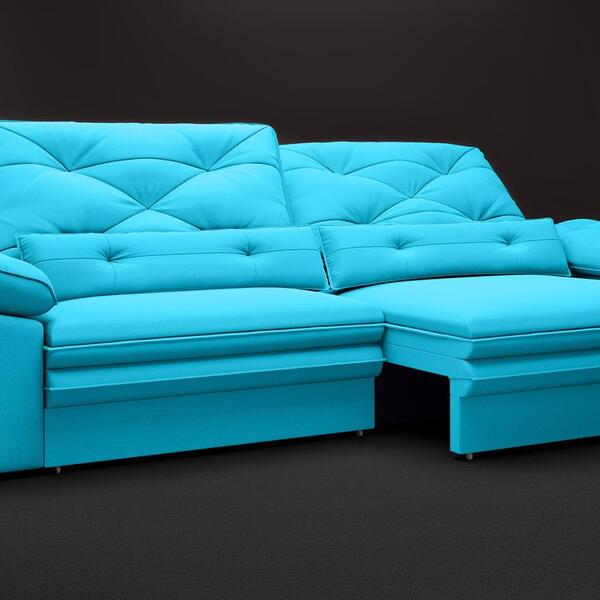 Sofá Oasis 2,10m Assento Retrátil E Reclinável Velosuede Turq