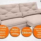 Sofá Oasis 2,30m Assento Retrátil E Reclinável Velosuede Bege