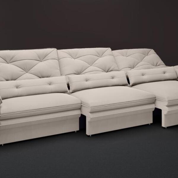 Sofá Oasis 2,90m Assento Retrátil E Reclinável Velosuede Bege