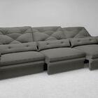 Sofá Oasis 2,90m Assento Retrátil E Reclinável Velosuede Cinz