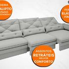 Sofá Oasis 2,90m Assento Retrátil E Reclinável Velosuede Graf