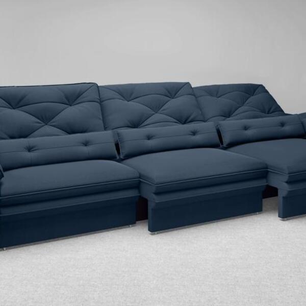Sofá Oasis 2,90m Assento Retrátil E Reclinável Velosuede Petr