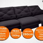 Sofá Oasis 2,90m Assento Retrátil E Reclinável Velosuede Pret