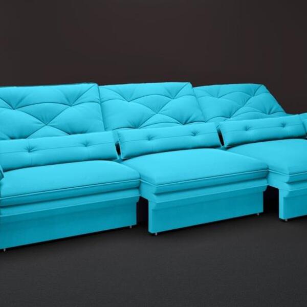 Sofá Oasis 2,90m Assento Retrátil E Reclinável Velosuede Turq