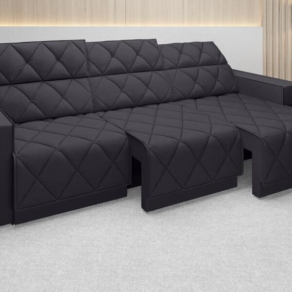 Sofá Olimpo 2,05m Assento Retrátil E Reclinável Velosuede Pre