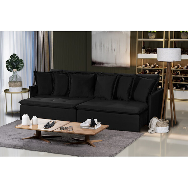 Sofá Olinda Modular 5 Lugares 2.50 Mt Com Molas Retrátil E Re